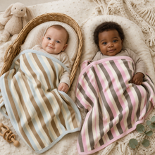 Load image into Gallery viewer, Organic Cotton Baby Blanket Pink/Khaki/Natual