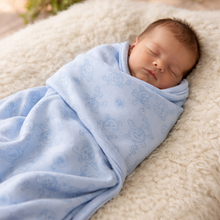 Load image into Gallery viewer, Organic Cotton Receiving Blanket Blue Monkey - Ecobaby Organics