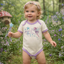 Load image into Gallery viewer, Organic Cotton Fairy Onesie 3-6m, Kitty Kimono, Side Snap Tees