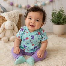 Load image into Gallery viewer, Organic Cotton Fairy Onesie 3-6m, Kitty Kimono, Side Snap Tees