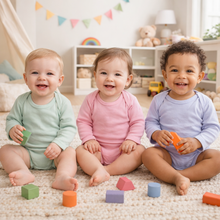Load image into Gallery viewer, Organic Cotton Long Sleeved Onesie/Bodysuit Fun Prints