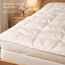 Load image into Gallery viewer, Wool Filled Organic Cotton 3/4" Hand Tufted Mattress Pad