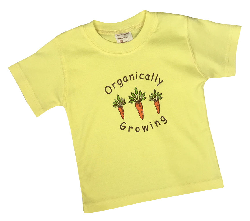 Organic Baby Tee 1-2 year - Yellow Carrots