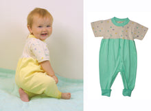Load image into Gallery viewer, Organic Cotton Zip Crotch Jumpsuits Yellow and Mint 2 Pack and Free BodySuit