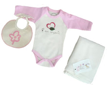 Load image into Gallery viewer, Organic Cotton I Am Organic Layette Set Bodysuit, Bib, Blanket