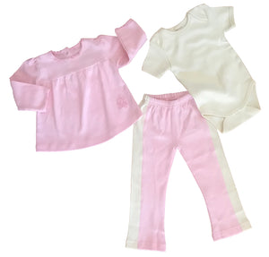 Organic Cotton Pink Yoga Pant, Swing Top and Bodysuit 6-12M