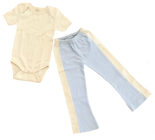 Organic Cotton Blue Yoga Pant and Onesie 6-12m