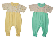 Load image into Gallery viewer, Organic Cotton Zip Crotch Jumpsuits Yellow and Mint 2 Pack
